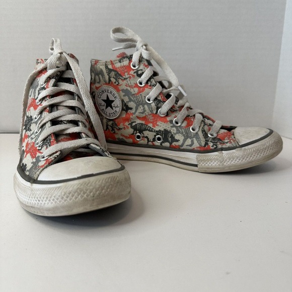 Converse All Star Chuck Taylor Dinosaurs Junior US SZ 2 Orange/Grey HighTop - Picture 4 of 13